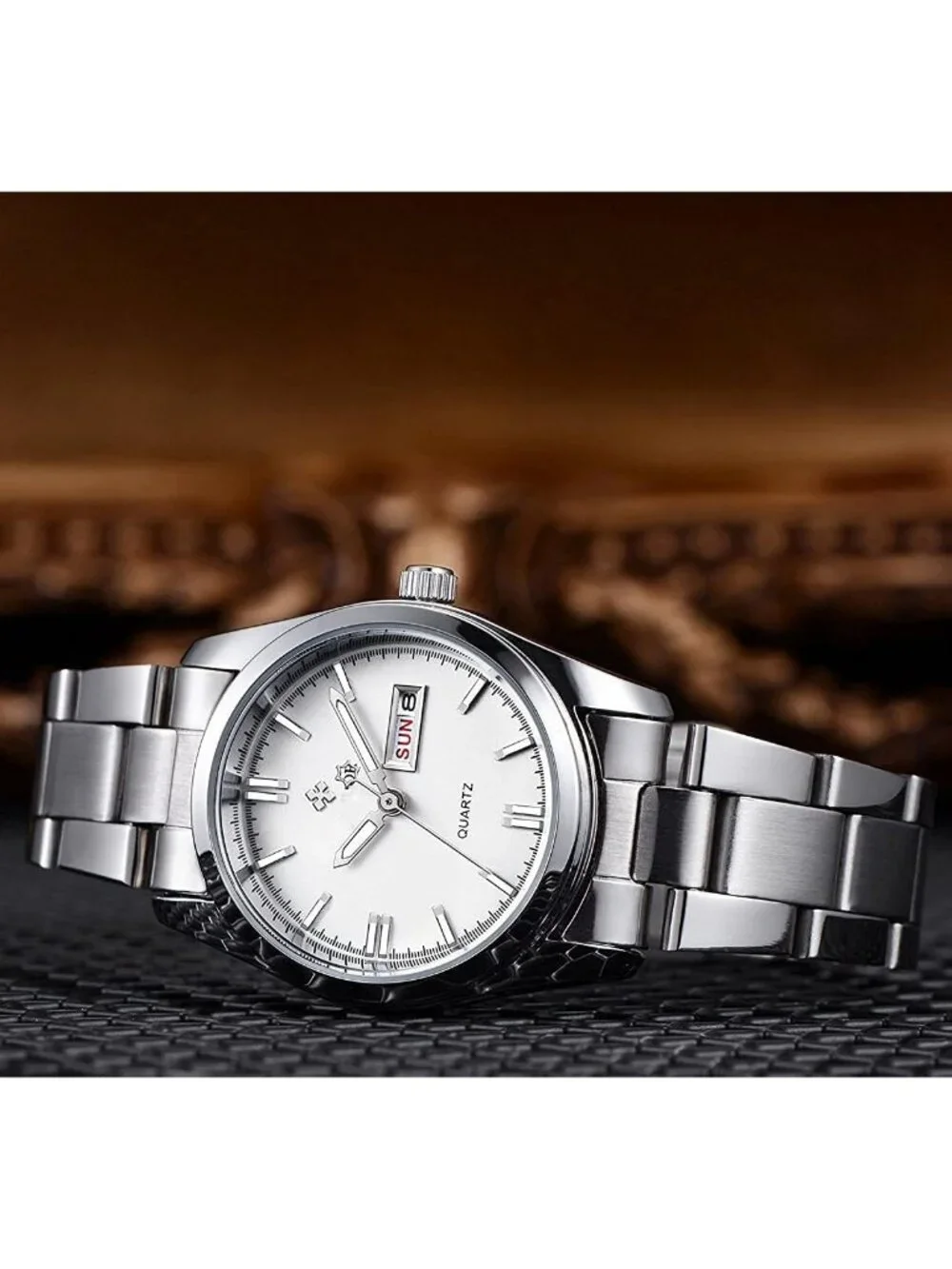 Women's White Analog Quartz Stainless Steel Luminous Waterproof Dress Wristwatch